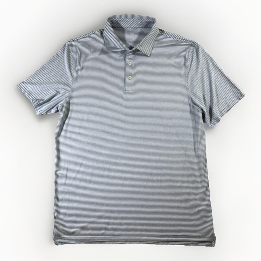 Southern Tide Mens Blue/White Stripe Short Sleeve Polo Shirt Size L